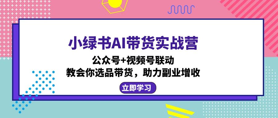 小绿书AI带货实战营：公众号+视频号联动，教会你选品带货，助力副业增收-创客聚集地