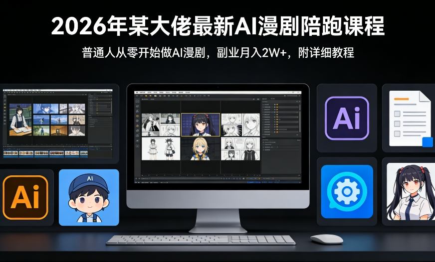 26年某大佬最新Ai漫剧陪跑课程，普通人从零开始做AI漫剧，副业月入2W+-创客聚集地