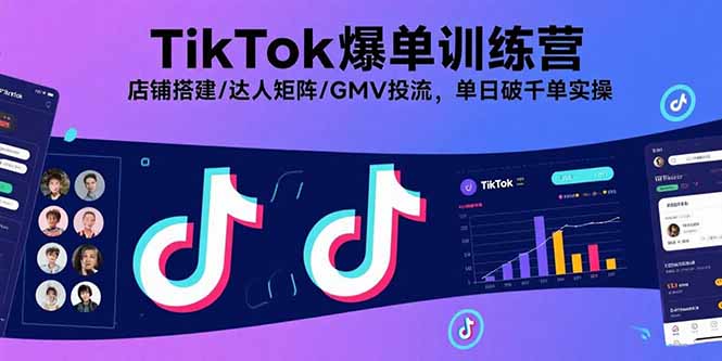 TikTok爆单训练营，店铺搭建/达人矩阵/GMV投流，单日破千单实操-创客聚集地