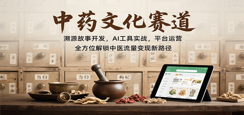 中药文化赛道：溯源故事开发，AI工具实战，平台运营，全方位解锁中医流量变现新路径-创客聚集地