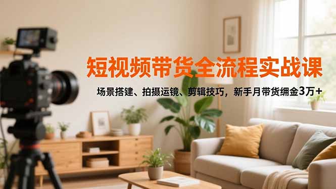 短视频带货全流程实战课，场景搭建、拍摄运镜、剪辑技巧，新手月带货佣金3万+-创客聚集地