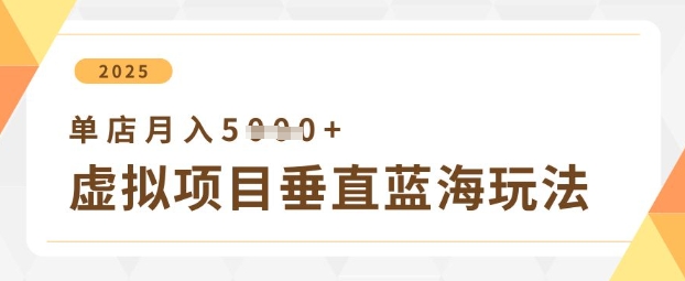 虚拟项目垂直玩法，实现单店月入5k+-创客聚集地