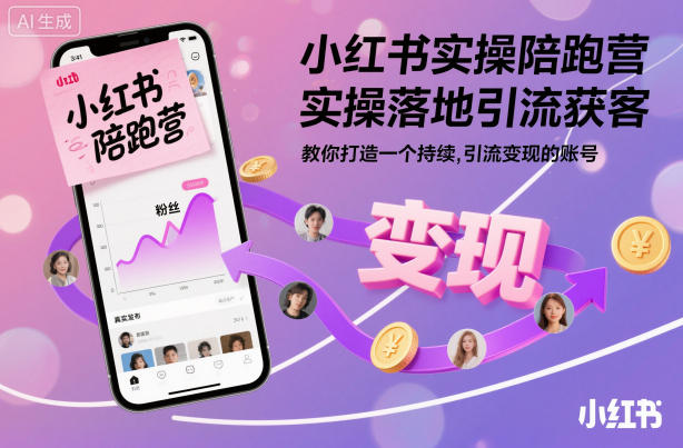 小红书实操陪跑营，实操落地引流获客，教你打造一个持续引流变现的账号-创客聚集地