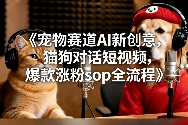 宠物赛道AI新创意，猫狗对话短视频，爆款涨粉sop全流程-创客聚集地