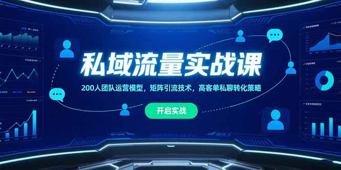 私域流量实战课，200人团队运营模型，矩阵引流技术，高客单私聊转化策略-创客聚集地