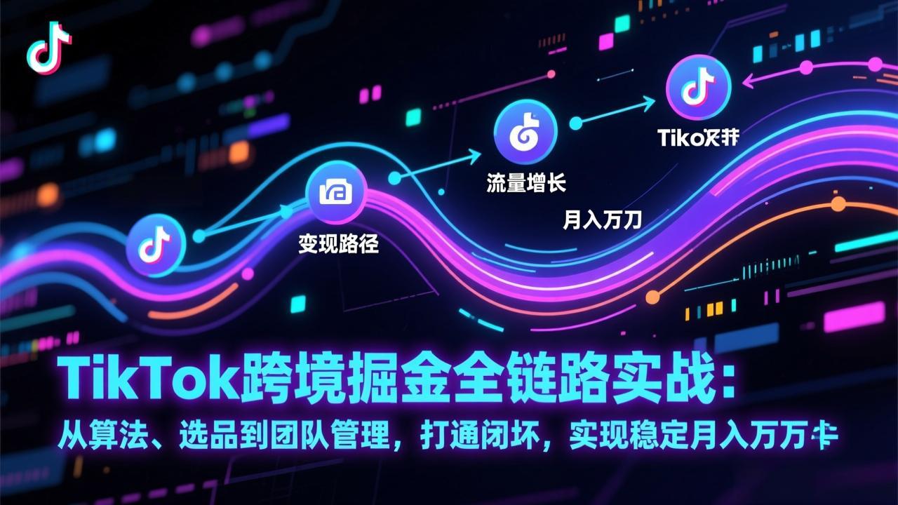 TikTok跨境掘金全链路实战：从算法、选品到团队管理，打通闭环，实现稳定月入万刀-创客聚集地