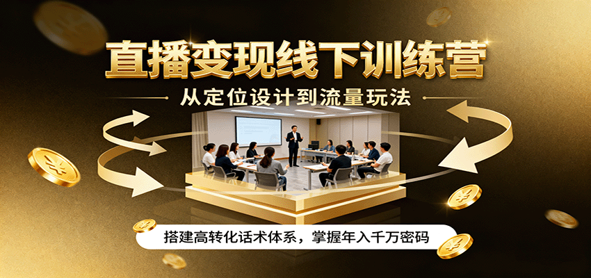 直播变现线下训练营，从定位设计到流量玩法，搭建高转化话术体系，掌握年入千万密码-创客聚集地