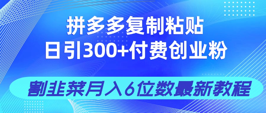 拼多多复制粘贴日引300+付费创业粉，割韭菜月入6位数最新教程！-创客聚集地