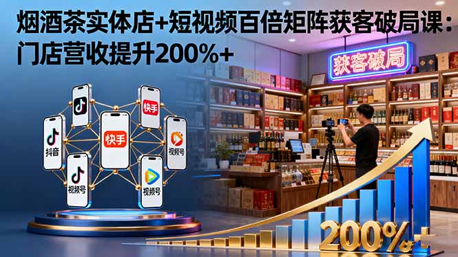 烟酒茶实体店+短视频百倍矩阵获客破局课：门店营收提升200%+-创客聚集地