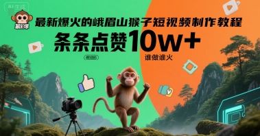 最新爆火的峨眉山猴子短视频制作教程，条条点赞10w+，谁做谁火【教程+提示词】-创客聚集地