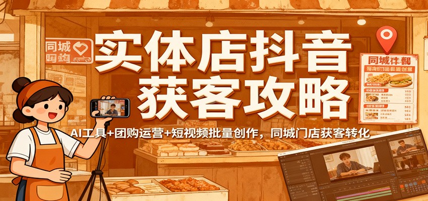 实体店抖音获客攻略：AI工具+团购运营+短视频批量创作，同城门店获客转化-创客聚集地