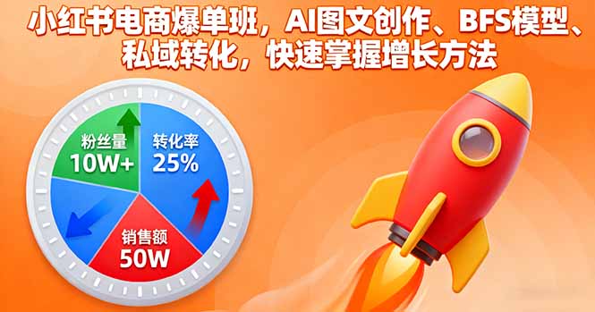 小红书电商爆单班，AI图文创作、BFS模型、私域转化，快速掌握增长方法-创客聚集地