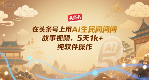 在头条号上用AI生民间故事视频，5天1k+，纯软件操作-创客聚集地