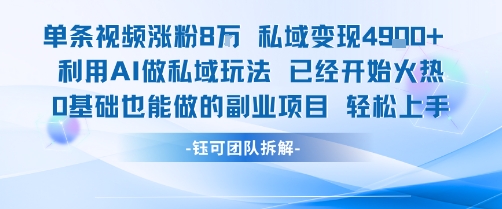 单条视频私域变现4.9k+利用AI做私域玩法 已经开始火热0基础也能做的副业项目轻松上手-创客聚集地