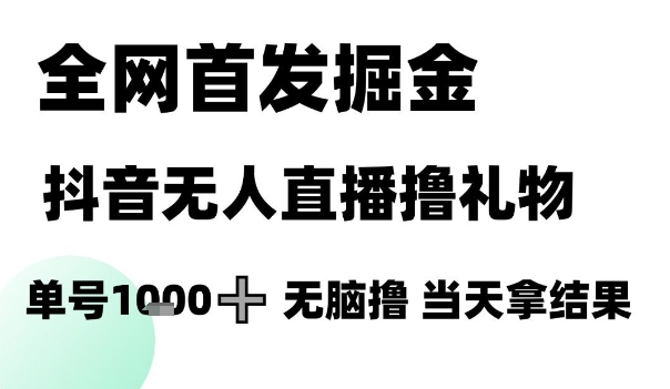 全网首发掘金抖音无人直播撸礼物，单号1k +无脑撸，当天拿结果【揭秘】-创客聚集地