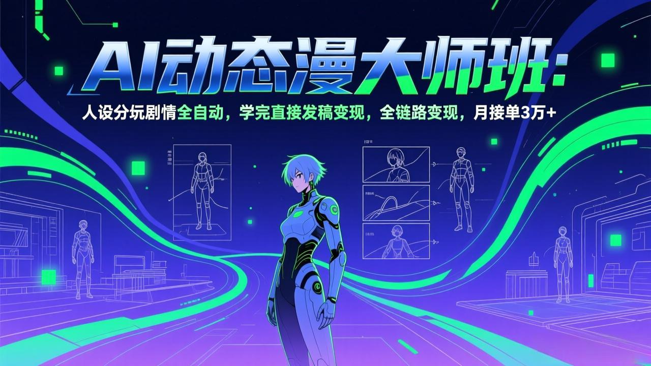 AI动态漫剧大师班:人设分镜剧情全自动,学完直接发稿变现,全链路变现,月接单3万+-创客聚集地