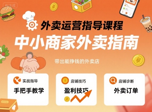 外卖运营指导课程，中小商家外卖指南，手把手带出能挣钱的外卖店-创客聚集地