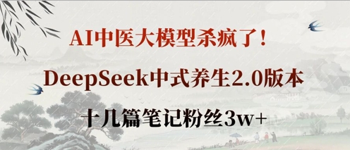 AI中医大模型杀疯了！DeepSeek中式养生2.0版本，十几篇笔记粉丝3w+-创客聚集地