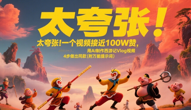 太夸张!一个视频接近100W赞,用AI制作西游记Vlog视频,全流程拆解来了(附万能提示词)-创客聚集地