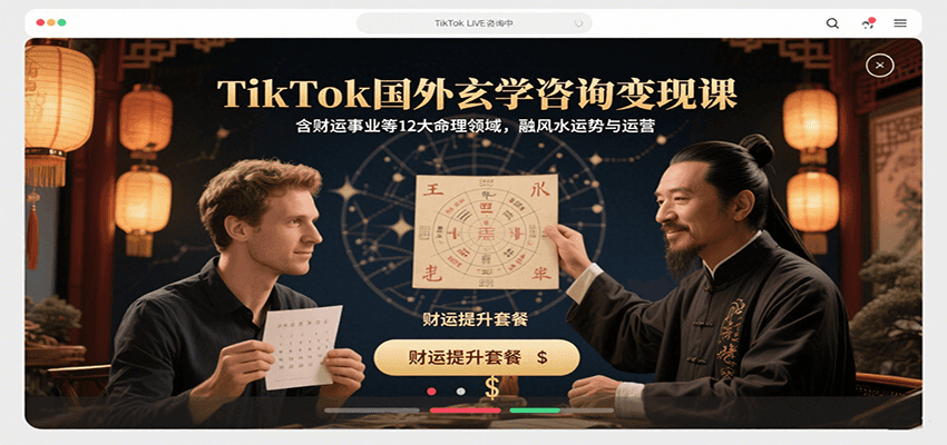 TikTok国外玄学咨询变现课，含财运事业等12大命理领域，融风水运势与运营-创客聚集地
