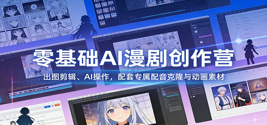 零基础AI漫剧创作营：出图剪辑、AI操作，配套专属配音克隆与动画素材-创客聚集地