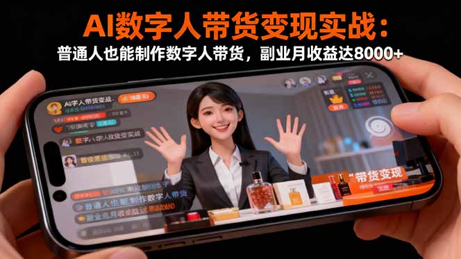 AI数字人带货变现实战：普通人也能制作数字人带货，副业月收益达8000+-创客聚集地