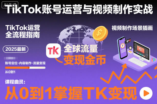 2025最新TikTok账号运营与视频制作实战全流程，从0到1掌握TK变现(含11月最新TK搬运技术)-创客聚集地