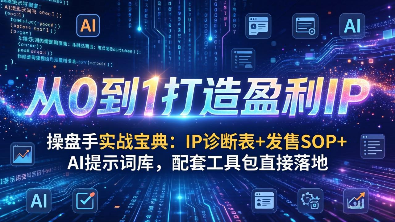 操盘手实战宝典：IP诊断表+发售SOP+AI提示词库，配套工具包直接落地，从0到1打造盈利IP-创客聚集地