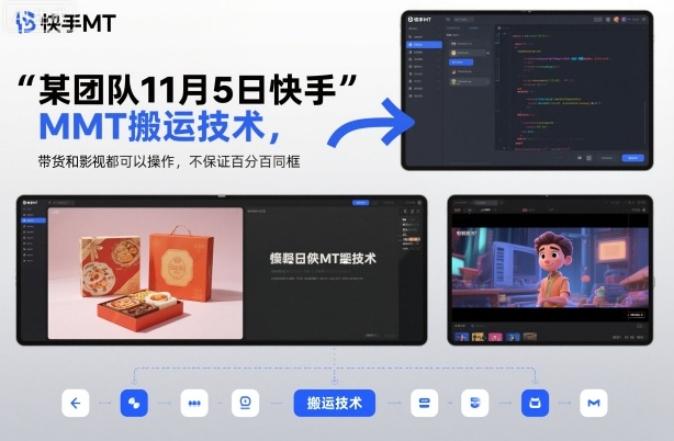 某团队11月5日快手MT搬运技术，带货和影视都可以操作，不保证百分百同框，自测-创客聚集地