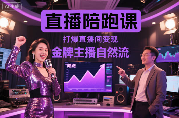 直播陪跑课，金牌主播自然流打爆直播间，复制高变现玩法-创客聚集地
