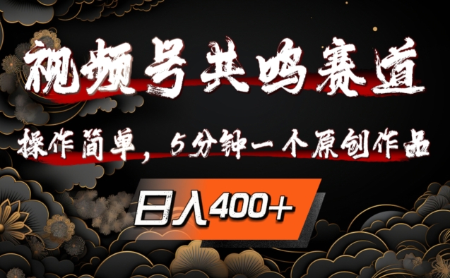 视频号共鸣赛道，操作简单，5分钟1个原创作品，日入几张【揭秘】-创客聚集地