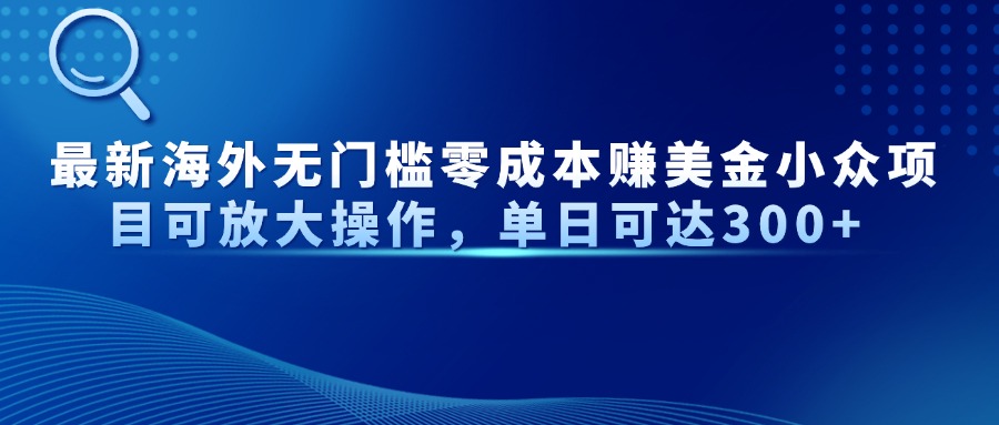 最新海外无门槛零成本赚美金小众项目可放大操作，单日可达300+-创客聚集地