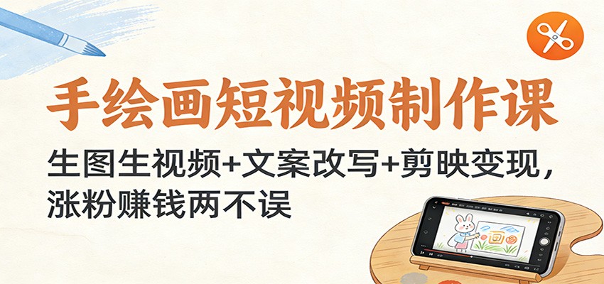 手绘画短视频制作课：生图生视频+文案改写+剪映变现，涨粉赚钱两不误-创客聚集地