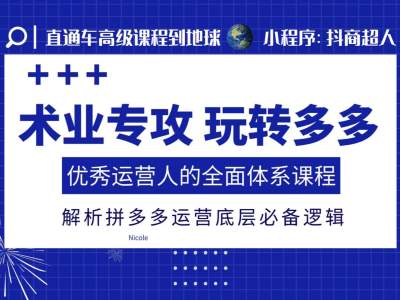 术业专攻玩转多多，优秀运营人的全面体系课程，解析拼多多运营底层必备逻辑-创客聚集地