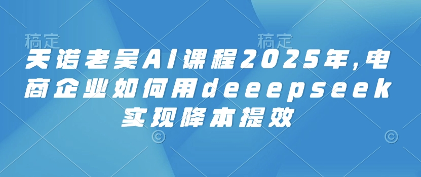 天诺老吴AI课程2025年，电商企业如何用deeepseek实现降本提效-创客聚集地