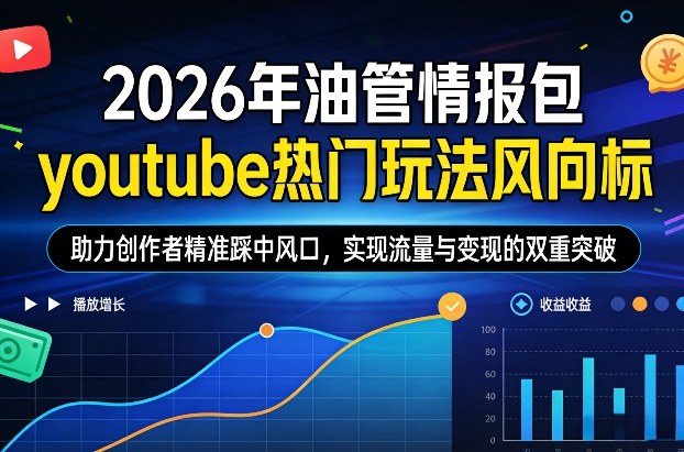 2026年油管情报包，youtube热门玩法风向标，助力创作者精准踩中风口，实现流量与变现的双重突破(更新)-创客聚集地