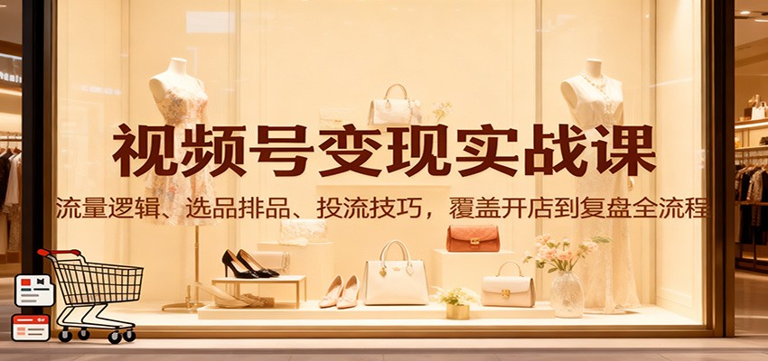 视频号变现实战课:流量逻辑、选品排品、投流技巧,覆盖开店到复盘全流程-创客聚集地