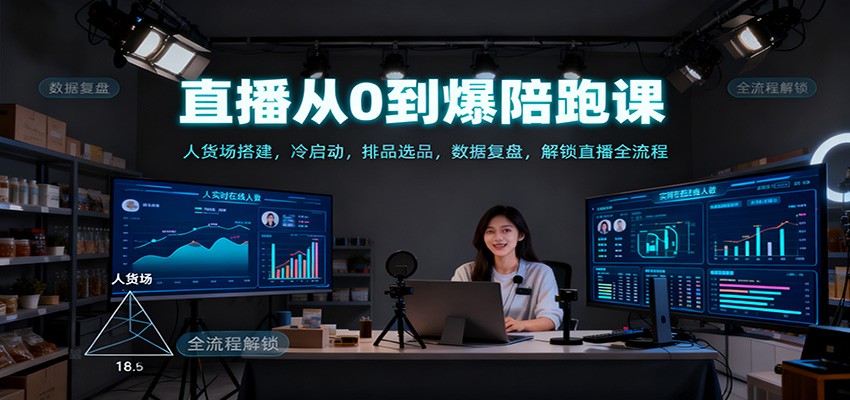 直播从0到爆陪跑课：人货场搭建，冷启动，排品选品，数据复盘，解锁直播全流程-创客聚集地