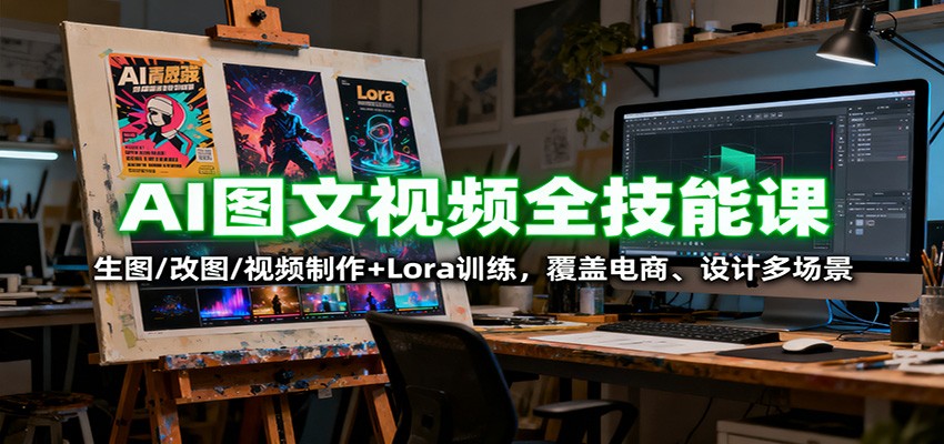 AI图文视频全技能课:生图/改图/视频制作+Lora训练,覆盖电商 、设计多场景-创客聚集地