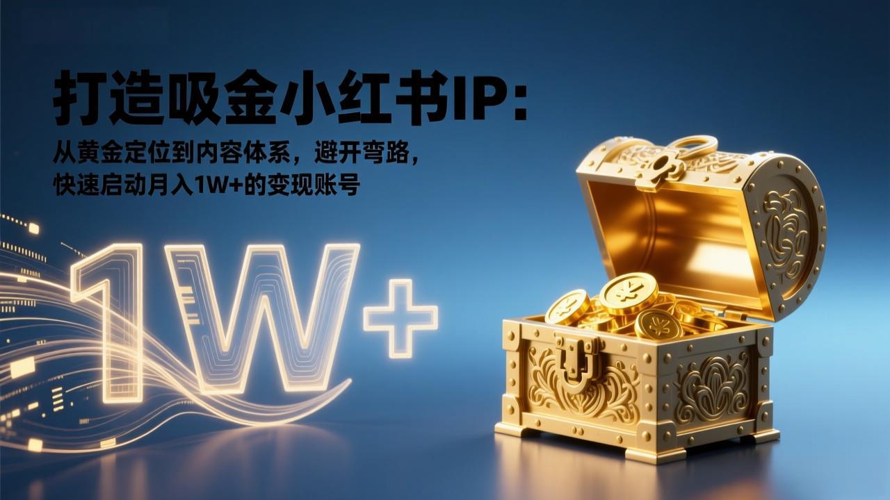 打造吸金小红书IP：从黄金定位到内容体系，避开弯路，快速启动月入1W+的变现账号-创客聚集地