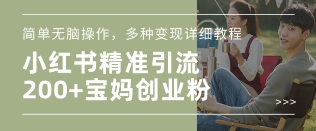 小红书混剪日引200+宝妈创业粉，简单无脑操作，多种变现详细教程-创客聚集地