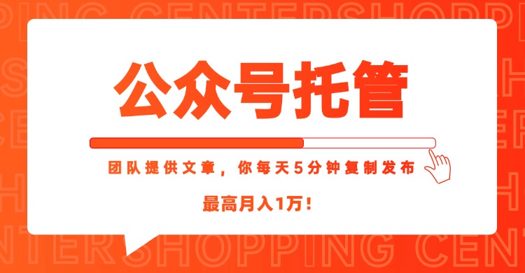 【公众号托管 】我提供文章，你每天５分钟复制发布，最高月入1W-创客聚集地