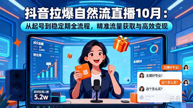 抖音拉爆自然流直播10月：从起号到稳定期全流程，精准流量获取与高效变现-创客聚集地