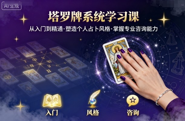 塔罗牌系统学习课，助你从入门到精通，塑造个人占卜风格，掌握专业咨询能力-创客聚集地