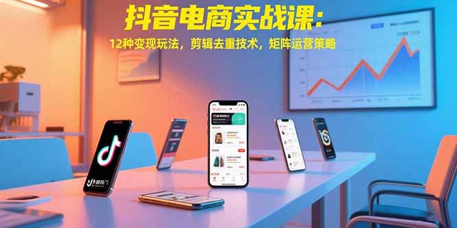 抖音电商实战课：12种变现玩法，剪辑去重技术，矩阵运营策略-创客聚集地