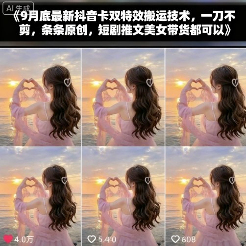 9月底最新抖音卡双特效搬运技术，一刀不剪，条条原创，短剧推文美女带货都可以-创客聚集地