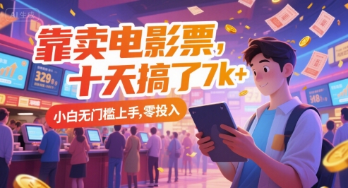 靠卖电影票，十天搞了7k+，小白无门槛上手，零投入【揭秘】-创客聚集地