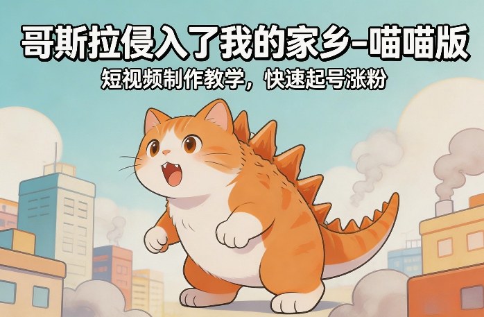 哥斯拉侵入了我的家乡–喵喵版短视频制作教学，快速起号涨粉-创客聚集地