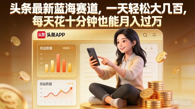 头条最新蓝海赛道，一天轻松大几张，每天花十分钟也能月入过1W【揭秘】-创客聚集地