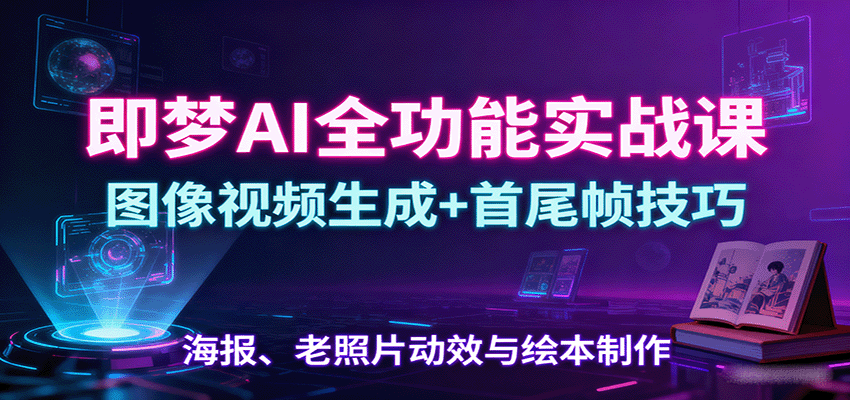 即梦AI全功能实战课：图像视频生成+首尾帧技巧，海报、老照片动效与绘本制作-创客聚集地